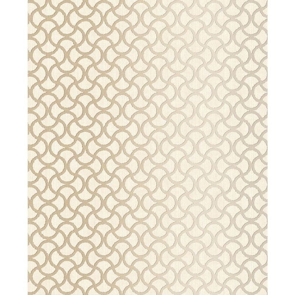 Brewster Scale Cream Geometric Cream/Gold Wallpaper Sample