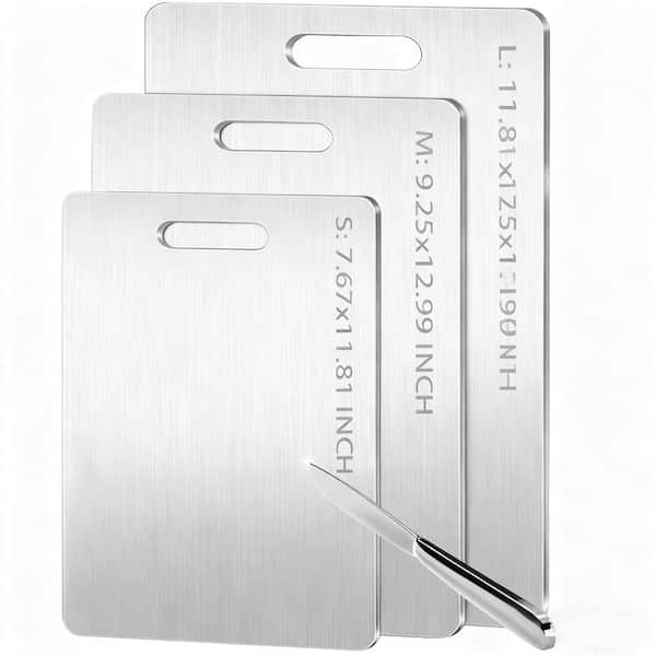 3-Piece Titanium Cutting Board Set, 100% Pure Titanium Cutting Boards for Kitchen Double Sided, Dishwasher Safe