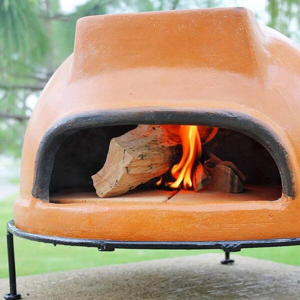 Ravenna Pottery 22 in. Clay Brick Style Round Smooth Wood Burning Outdoor  Pizza Oven in Yellow WRPO-003 - The Home Depot