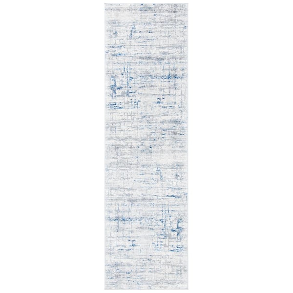 SAFAVIEH Amelia Ivory/Blue 2 ft. x 8 ft. Abstract Geometric Runner Rug