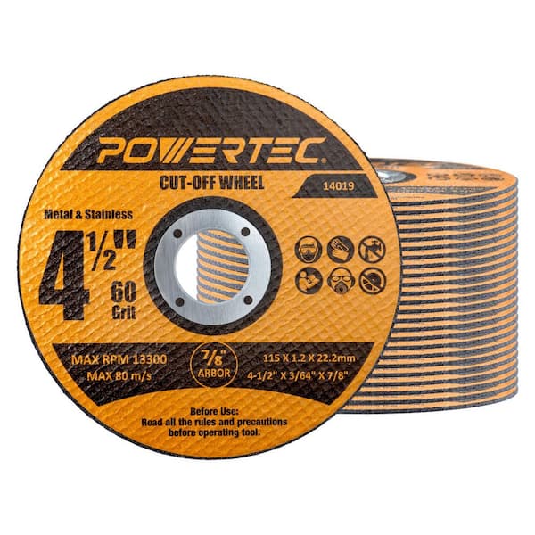 4-1/2 in. Cut Off Wheels, 1/16 in. Thick with 7/8 in. Arbor, Iridium-Coated Aluminum Oxide 60 Grit (25-Pack)