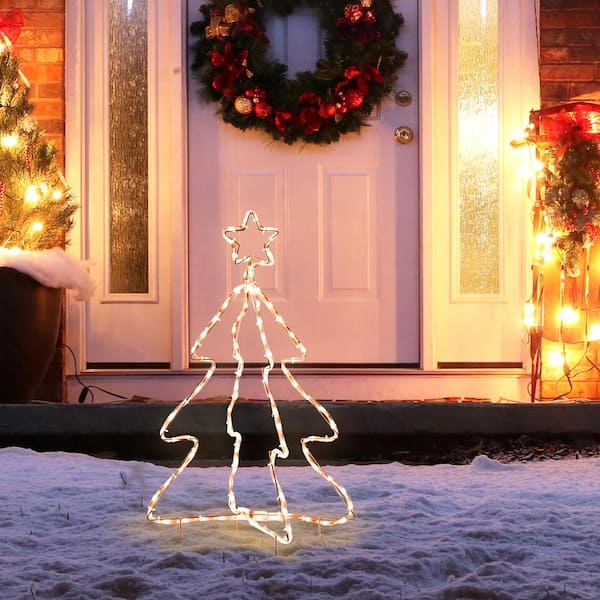 Outsunny Christmas LED Motif Light Christmas Tree, Warm White Rope