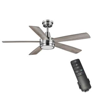Fanelee 54 in. White Color Changing LED Brushed Nickel Smart Ceiling Fan with Light Kit and Remote Powered by Hubspace