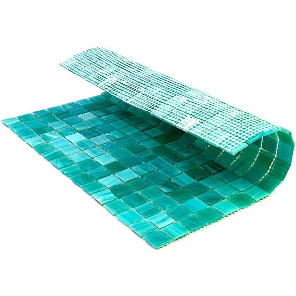 Apollo Tile Celestial Glossy Cyan Blue 12 in. x 12 in. Glass