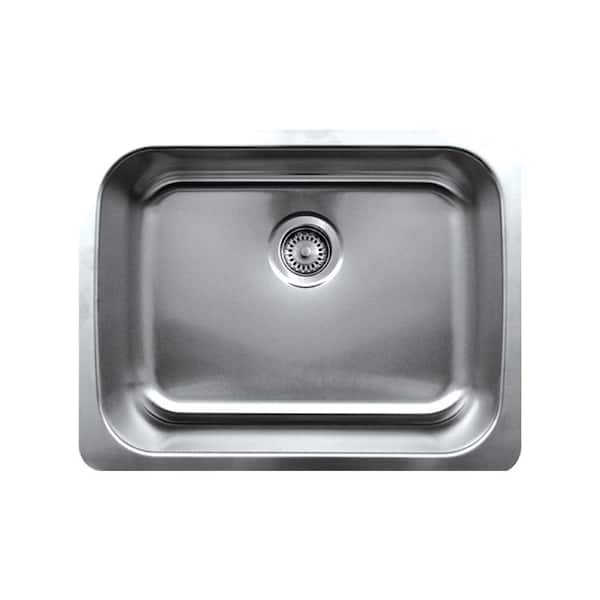 Whitehaus Collection Noah's Collection Undermount Brushed Stainless Steel 23.5 in. 0-Hole Single Bowl Kitchen Sink