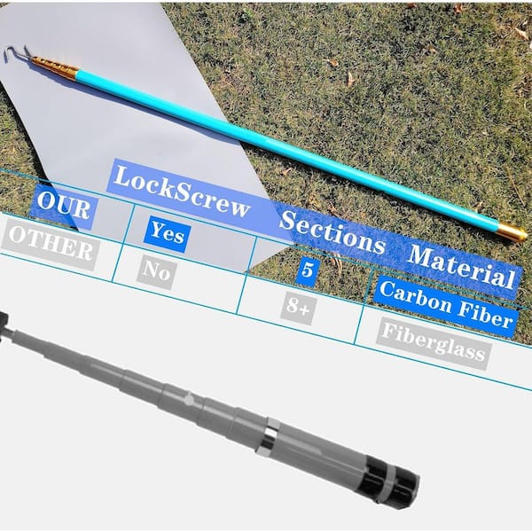 YICHUHAOXI 17 ft. High-Density Carbon Fiber Cable Wire Pull Push Telescopic Pole with Multi-Section Locking for Coax Electric Line YICHUHAOXI 17 ft. High-Density Carbon Fiber Cable Wire Pull Push Telescopic Pole with Multi-Section Locking for Coax Electric Line