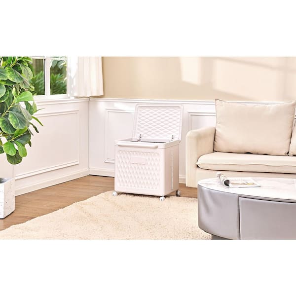 VECELO Rolling Laundry Hamper with Lid and Wheels-Dual Compartment