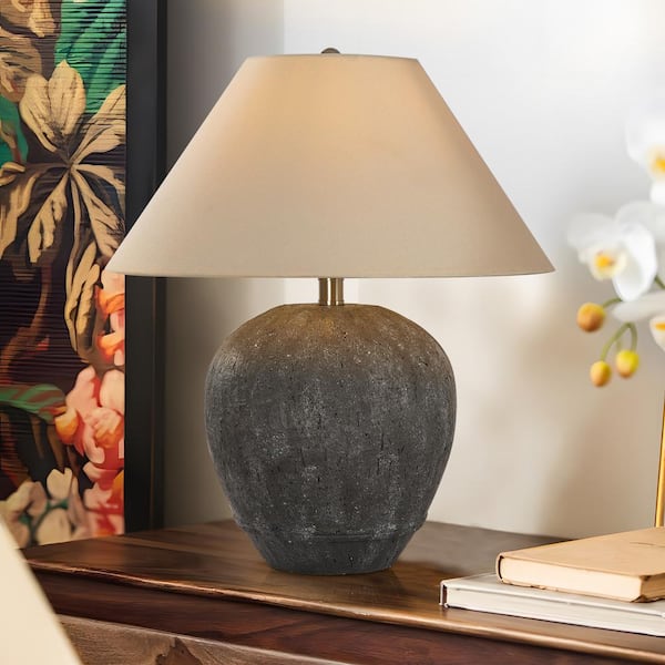 21.65 in. Dark Gray Ceramic Table Lamp