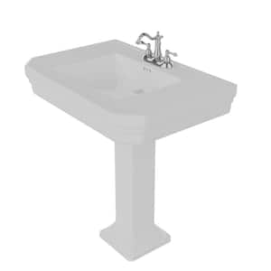 Corbin Pedestal Sink Combo in White with 4 in. Centerset Faucet Holes