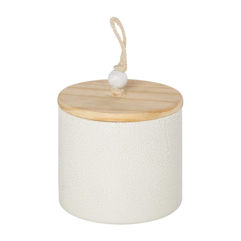 White Glass Canister Set with Wooden Lids