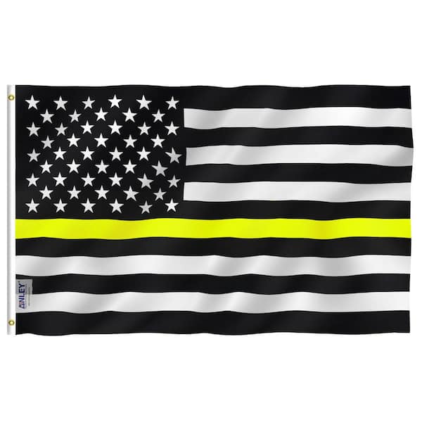ANLEY Fly Breeze 3 ft. x 5 ft. Polyester Thin Yellow Line USA Flag 2-Sided Flag Banner with Brass Grommets and Canvas H