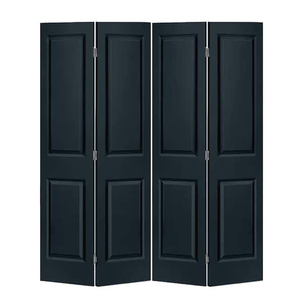 CALHOME 48 in. x 80 in. 2 Panel Charcoal Gray Painted MDF Composite Bi-Fold Double Closet Door with Hardware Kit