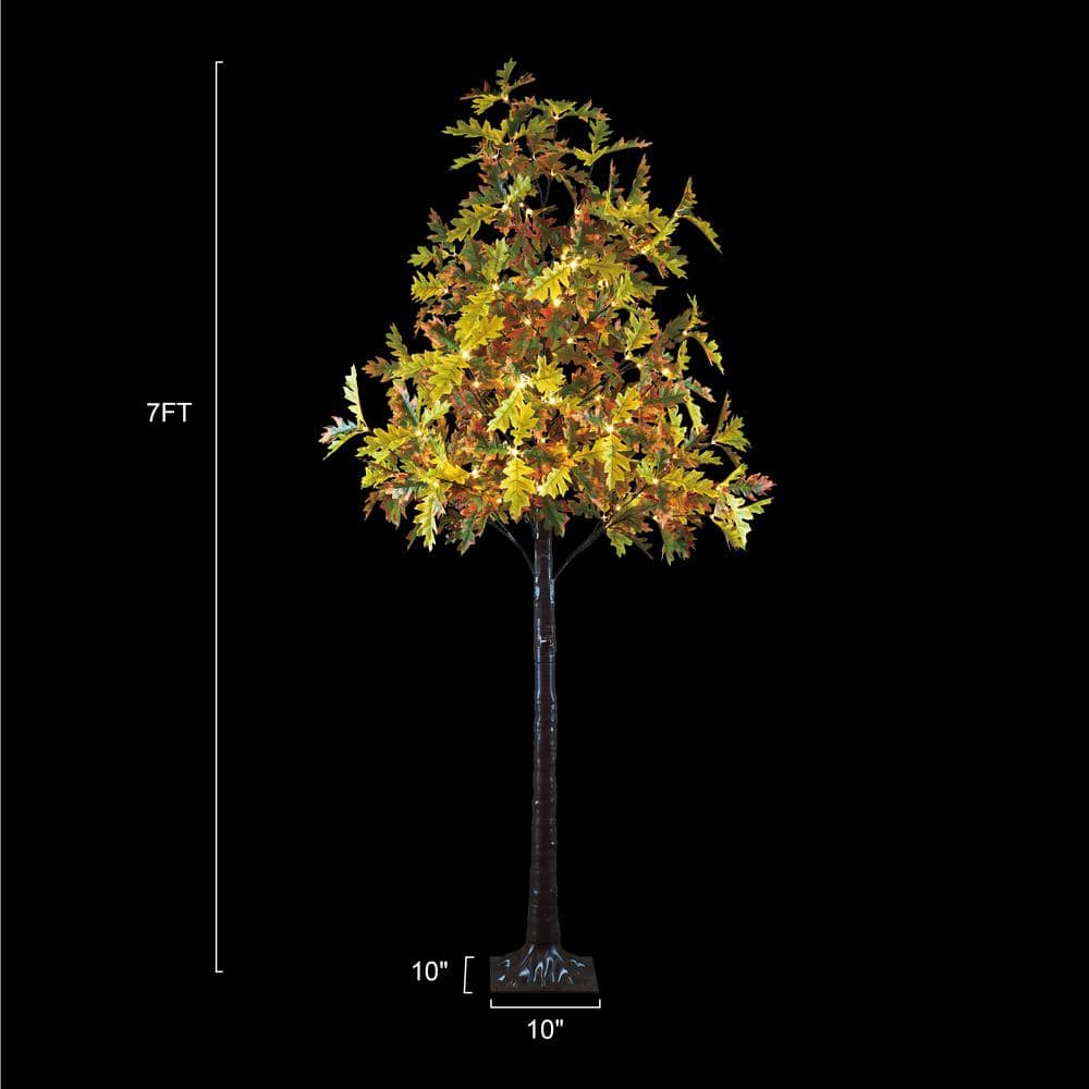 7-Foot Warm White LED Lighted Oak Tree for Outdoor Decor