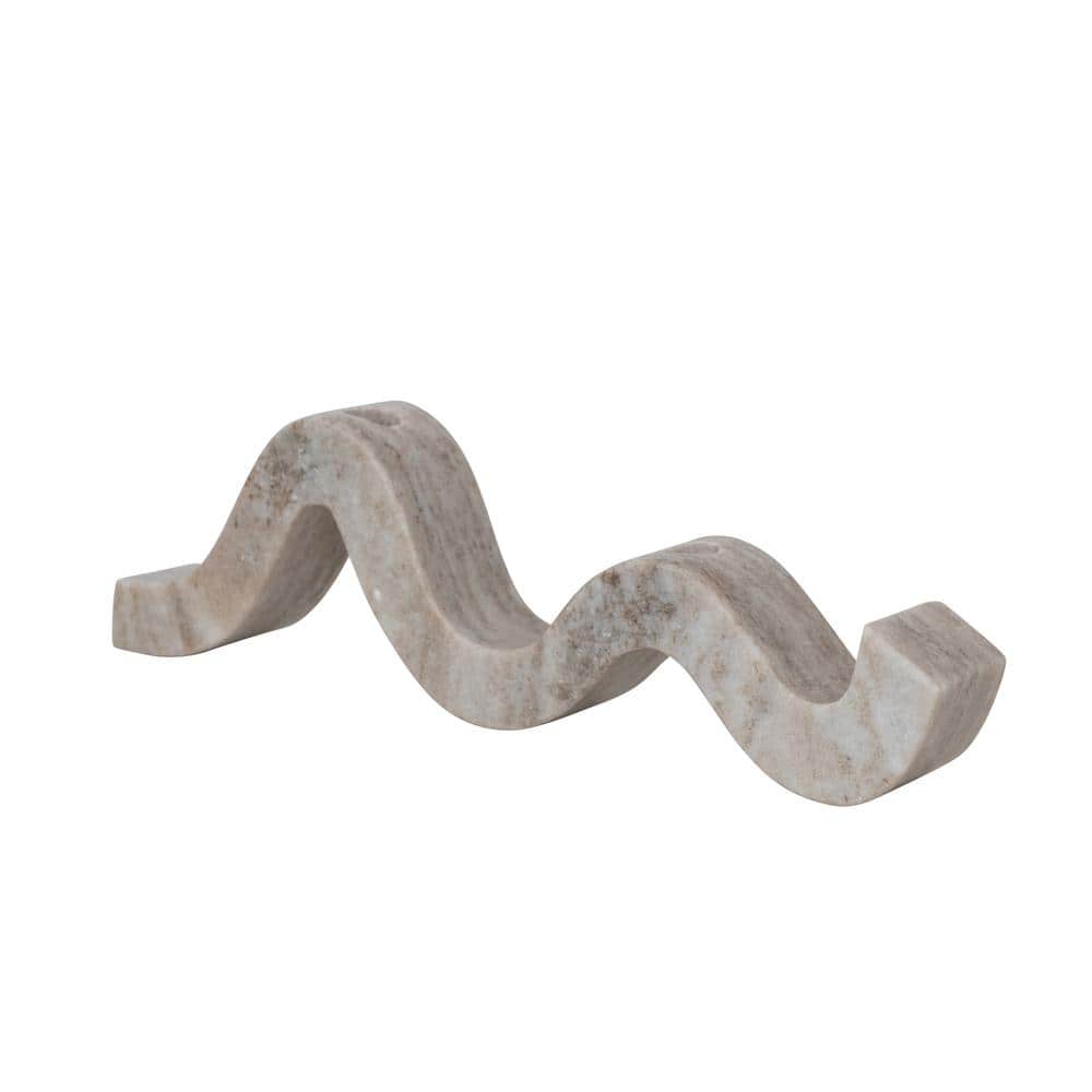 Natural Beige Marble Wave Double Taper Candle Holder