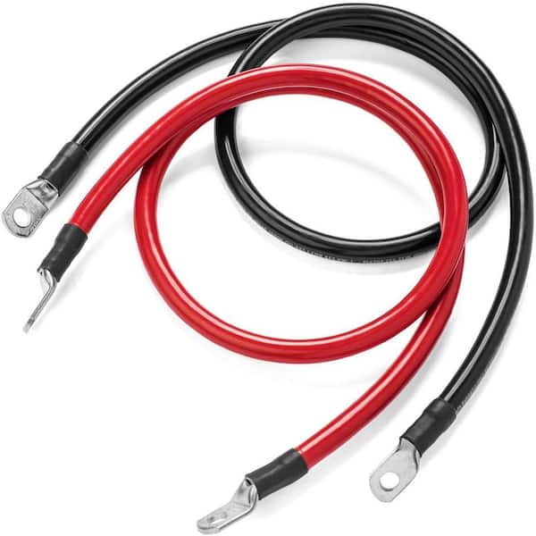 5 ft. 4/0 Awg Battery Inverter Cables for 3/8 in. Lugs, Black and Red