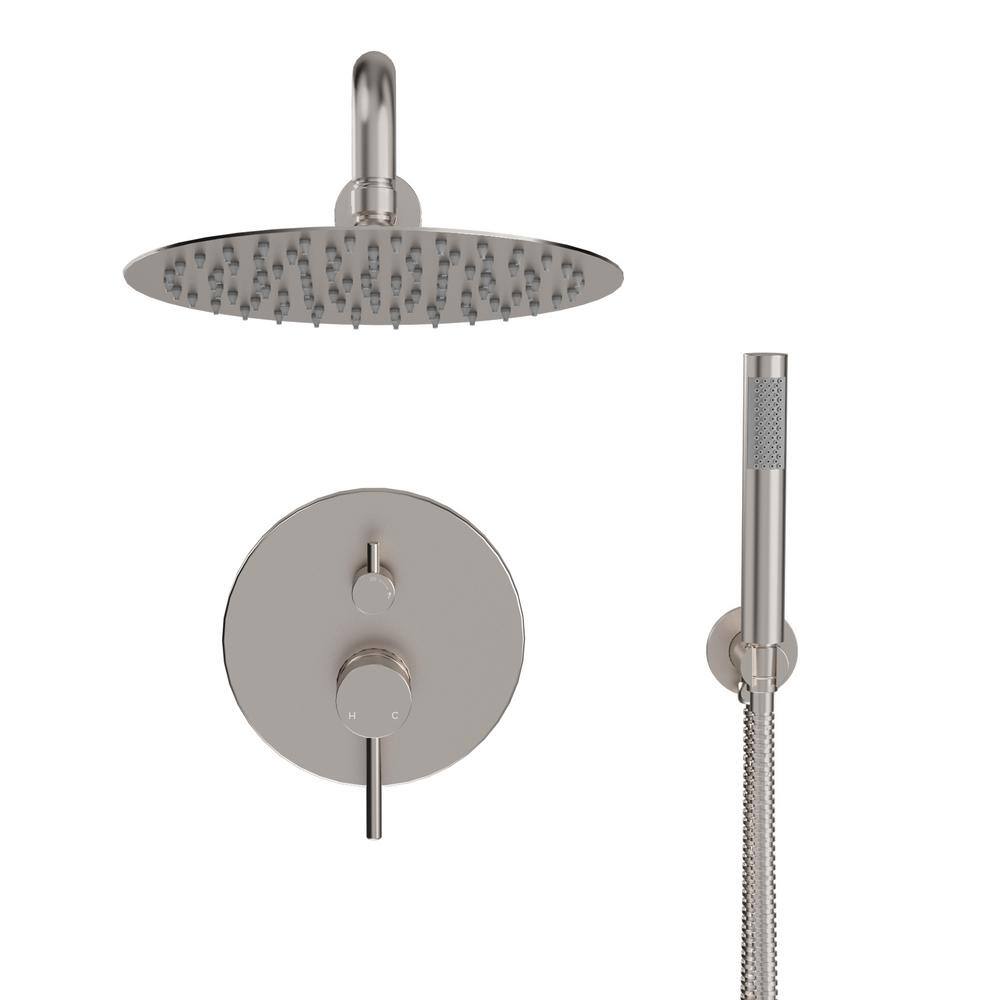 Brushed Nickel Dual Shower System with Handheld and Rainfall Head