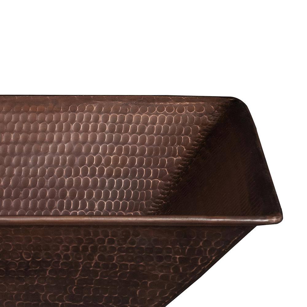 17" Rectangular Hammered Copper Wall-Mount Vessel Sink