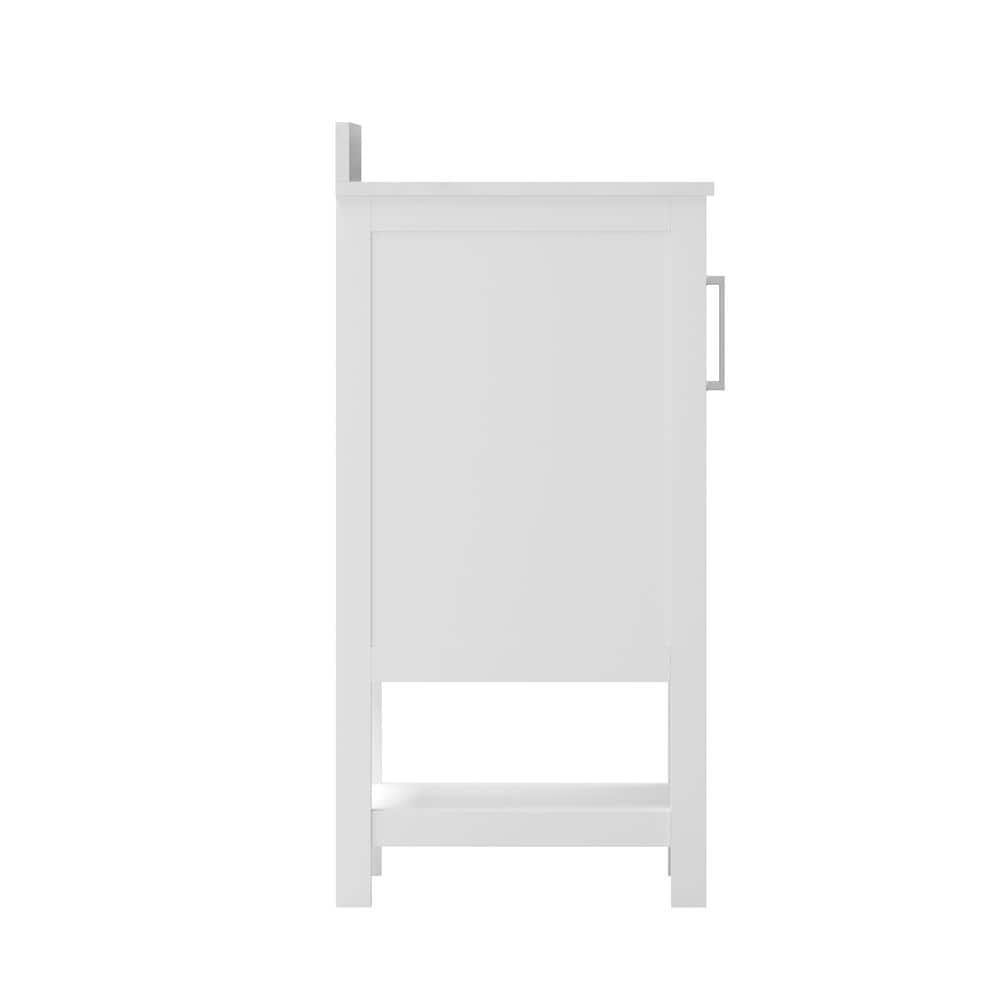 30" White Freestanding Bathroom Vanity with Carrara Marble Countertop