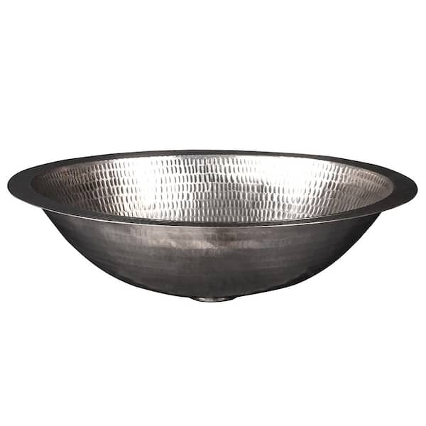 Premier Copper Products Under Counter Oval Hammered Copper 17 in. Bathroom Sink in Nickel
