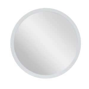 30 in. x 30 in. Round Framed White Wall Mirror