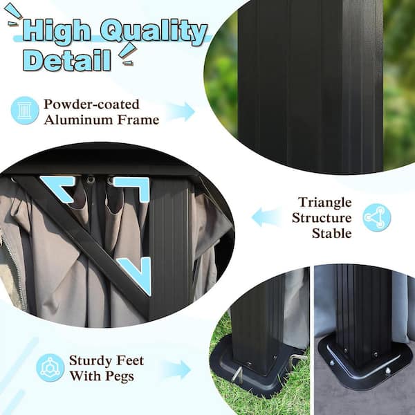 VEIKOUS 12 ft. W x 12 ft. D Hardtop Gazebo Aluminum Double
