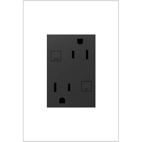 Legrand adorne 15 Amp 125-Volt Tamper-Resistant Self-Test Plus-Size Duplex GFCI Outlet, Graphite