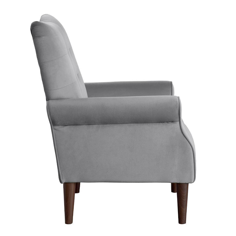Elegant Dark Gray Velvet Round Arm Accent Chair
