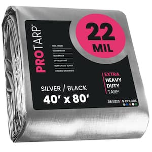 40 ft. x 80 ft. Silver/Black 22 Mil Heavy Duty Polyethylene Tarp, Waterproof, UV Resistant, Rip and Tear Proof