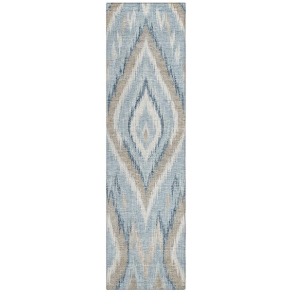 Chantille Machine Washable Indoor/Outdoor Abstract ACN3071 Sky 2 ft. x 7 ft. Runner Rug