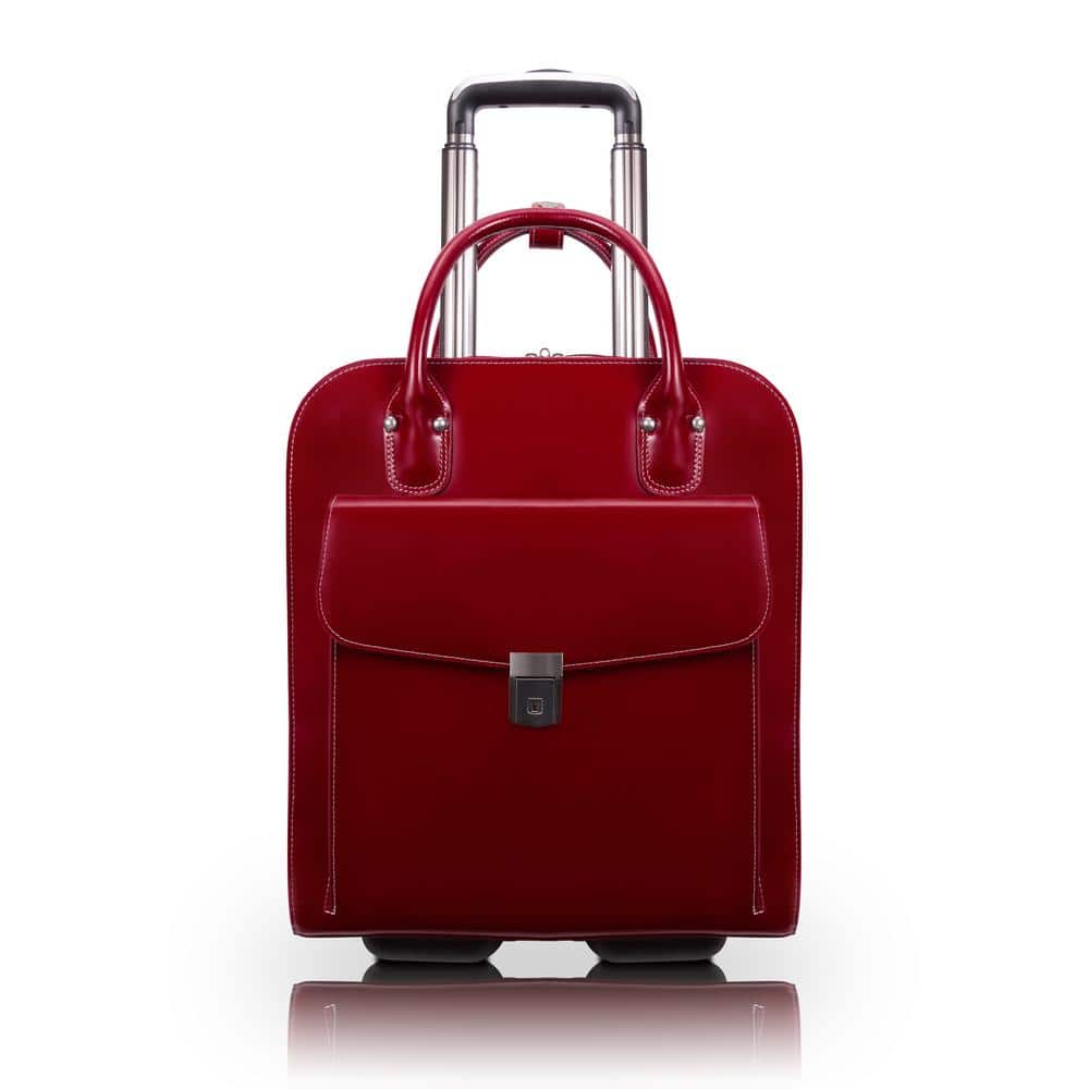 McKLEIN Uptown 15 in. Red Top Grain Cowhide Leather Vertical Wheeled Ladies  Laptop Briefcase 97696 The Home Depot