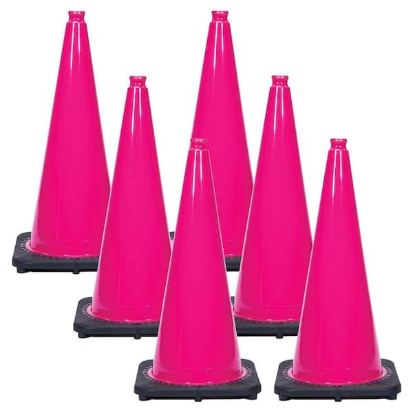 28 in. Safety Pink Traffic Cones (6-Pack)