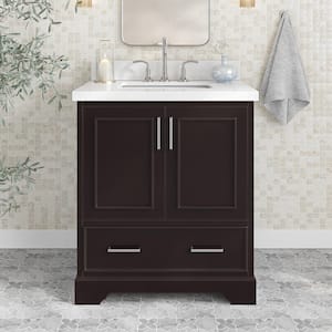 Stafford 31 in. W x 22 in. D x 36 in. H Single Sink Freestanding Bath Vanity in Espresso with Pure White Quartz Top
