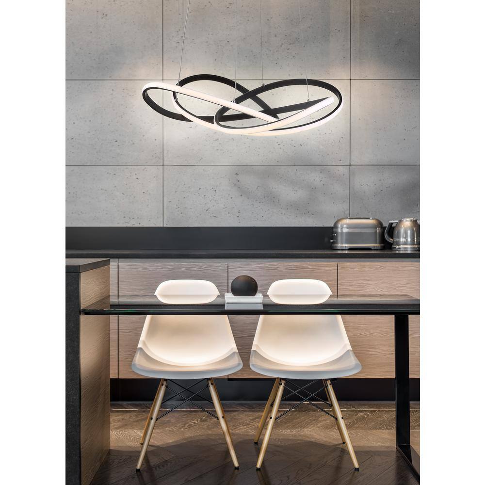 Alexia 25" Black Matte Metal LED Adjustable Geometric Pendant