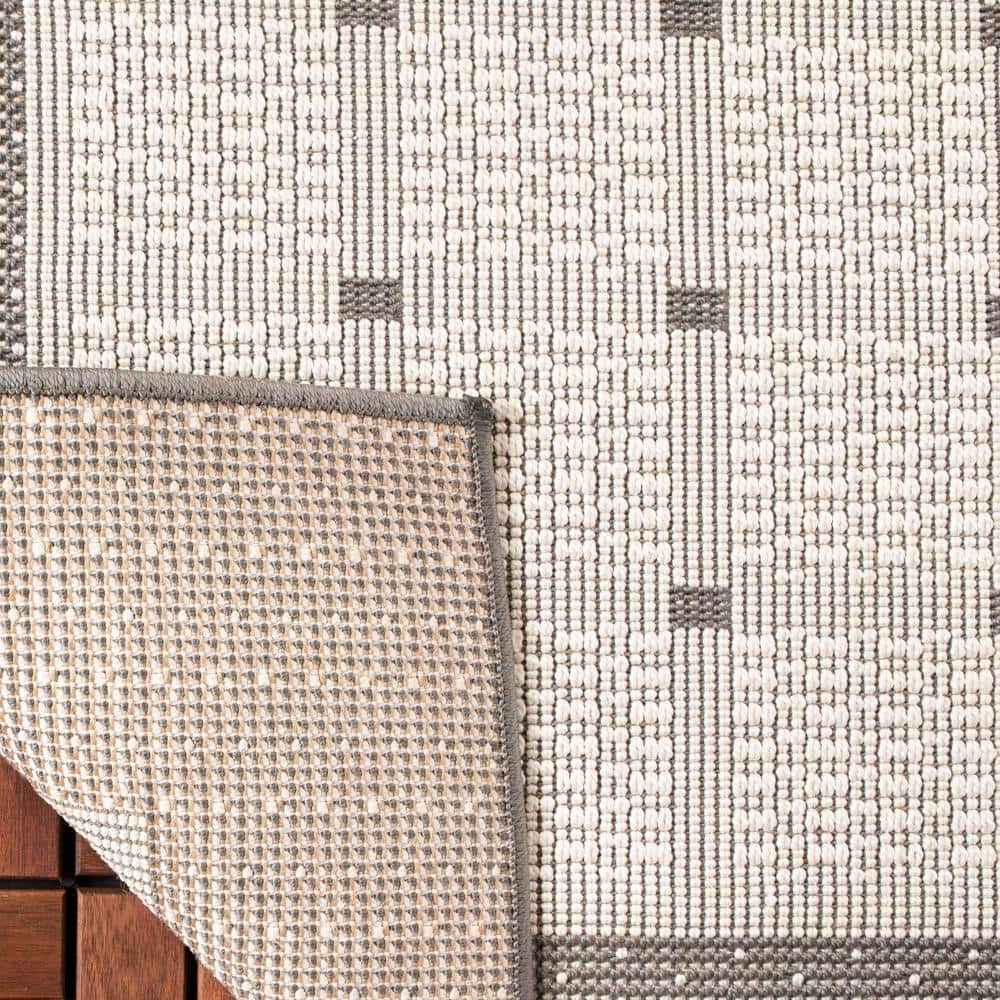 Gray Synthetic Square Reversible Indoor/Outdoor Rug