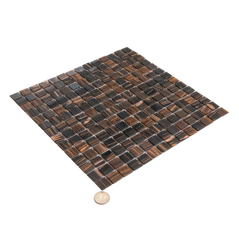Mingles 12" x 12" Iridescent Brown Glass Mosaic Tile