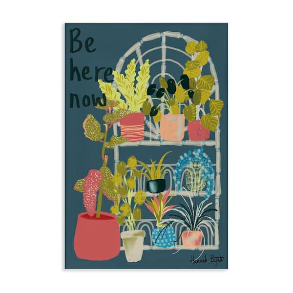 Stupell Industries Be Here Now Plant Shelf by Hannah Byatt Unframed Nature Graphic Art Print 45 in. x 30 in.