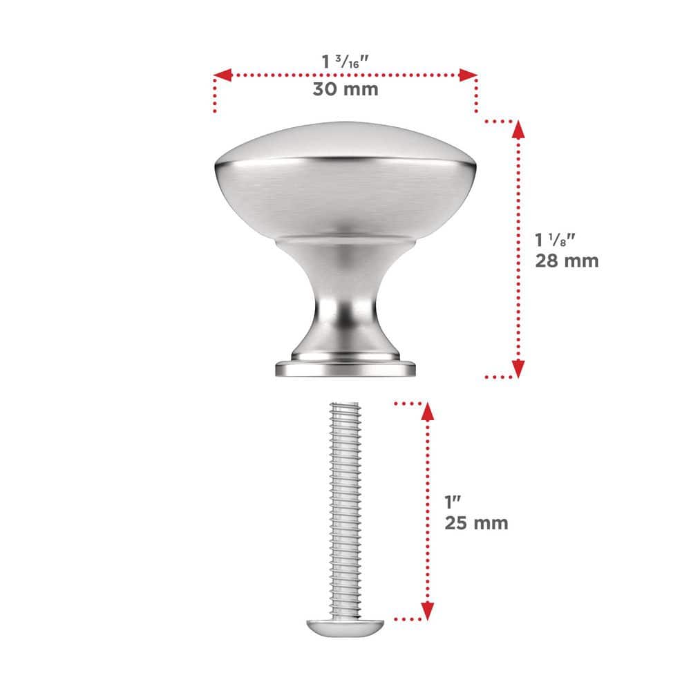 Brushed Nickel Round Cabinet Knob with Mounting Hardware