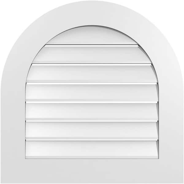 Ekena Millwork 26 in. x 26 in. Round Top Surface Mount PVC Gable Vent: Functional with Standard Frame