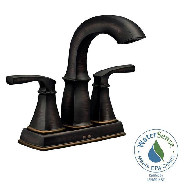 MOEN Hensley 4 in. Centerset 2-Handle Bathroom Faucet in  