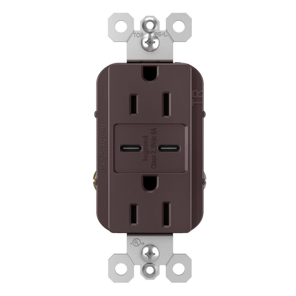 radiant 15 Amp 125-Volt Decorator Duplex Outlet with 6.0 Amp Type C/C USB, Dark Bronze price history on PriceWatchPro