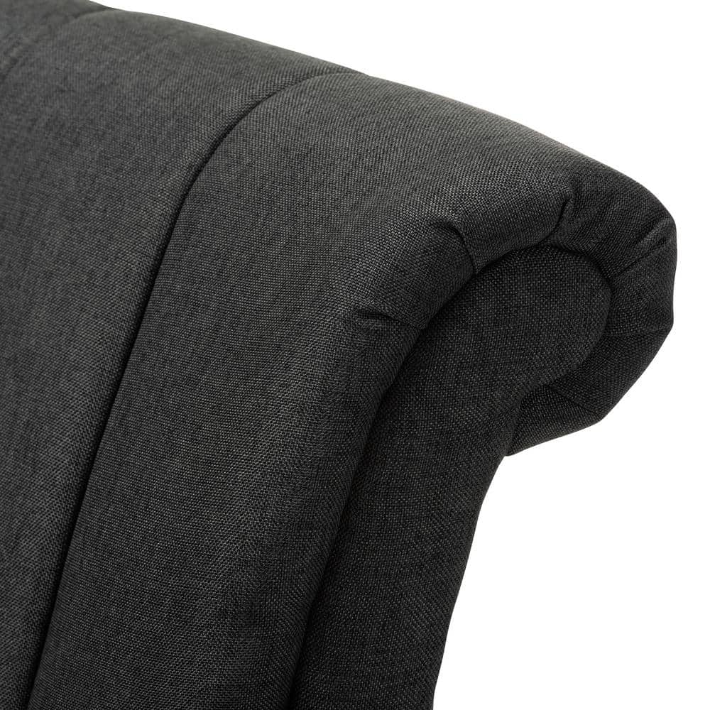 Rayner Elegant Gray Leather Swivel Accent Chair with Wood Base