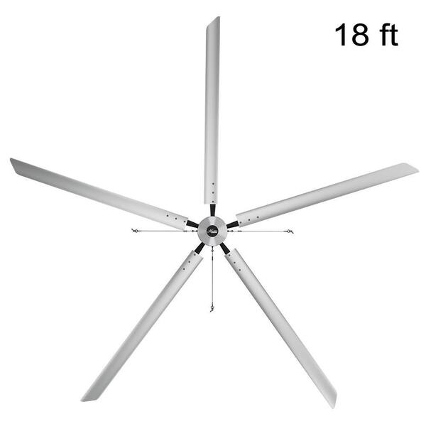 Hunter Industrial Titan 18 ft. 220-Volt Indoor Anodized Aluminum Single Phase Commercial Ceiling Fan