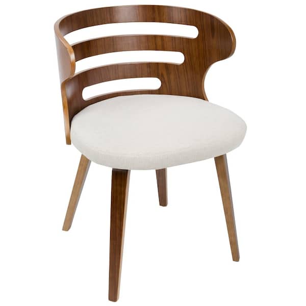 Lumisource Cosi Cream Fabric Dining/Accent Chair with Walnut