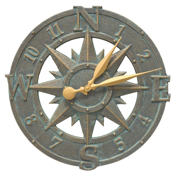 Whitehall Products 16 in. Compass Rose Indoor Outdoor Wall Clock