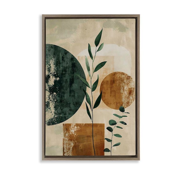 Stupell Industries Rustic Sprigs and Shapes by LSR Design Studio Brown Floater Frame Nature Graphic Art Print 31 in. x 21 in.
