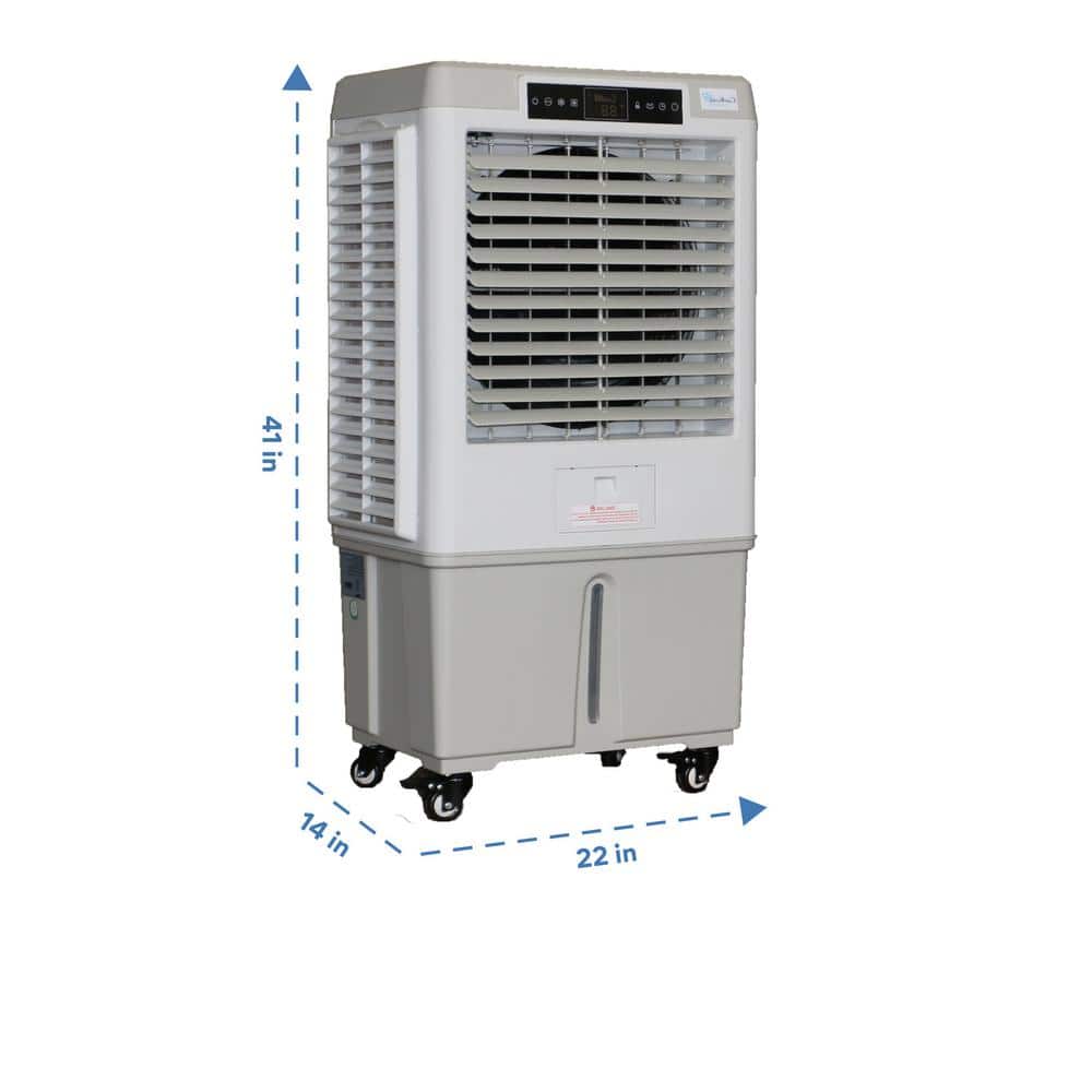 Portable White and Gray Evaporative Air Cooler with Remote Control