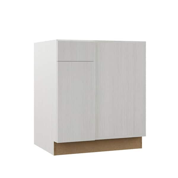 Hampton Bay Designer Series Edgeley Assembled 30x34.5x23.75 in. Blind Right Corner Base Kitchen Cabinet in Glacier