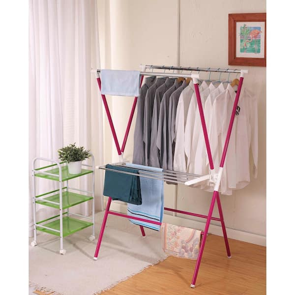 Ore International Folding Laundry Rack, Pink