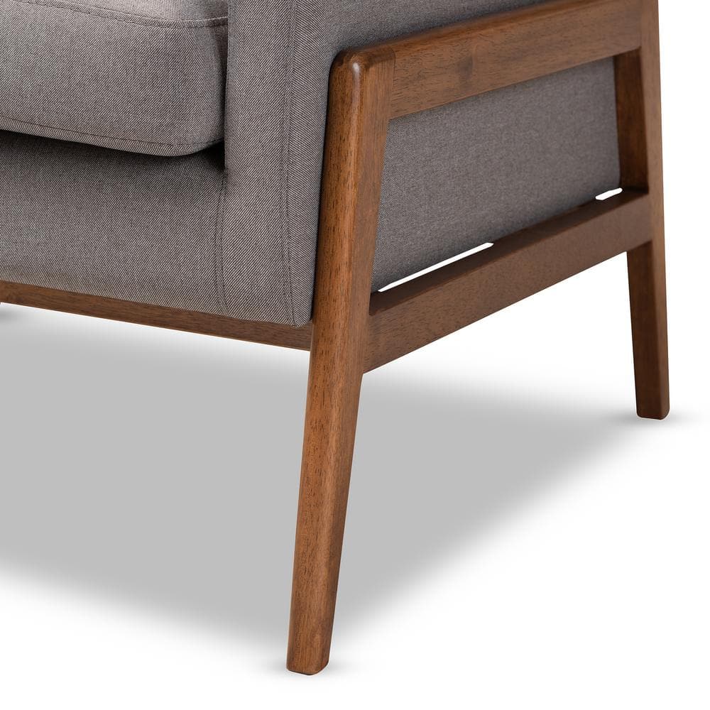 Perris Mid-Century Modern Gray Faux Leather Wood Accent Chair