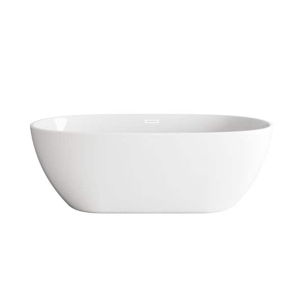 Unbranded Timeless Home 67 in. x 31 in. Soaking Bathtub with Center Drain in Glossy White with White Trim